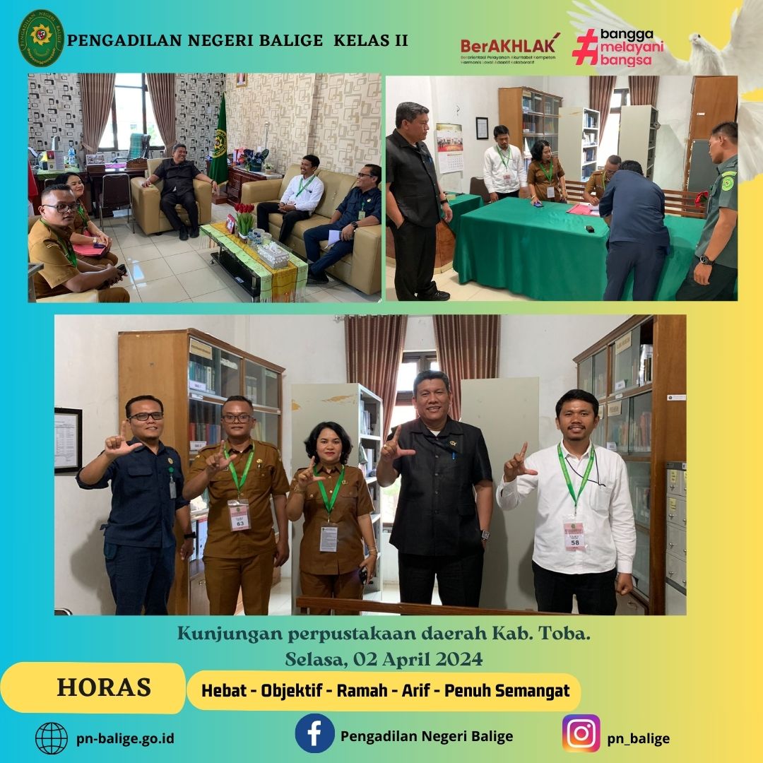 KUNJUNGAN PERPUSTAKAAN DAERAH KAB. TOBA KE PENGADILAN NEGERI BALIGE